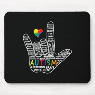 Tapis De Souris Puzzle Coeur ASL Love Signer Langue main Autisme A