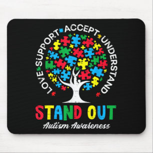Tapis De Souris Puzzle d'arbre d'autisme femmes de sensibilisation