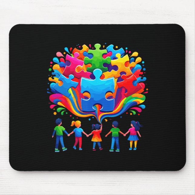 Tapis De Souris Puzzle de sensibilisation à l'autisme mignon  (Devant)