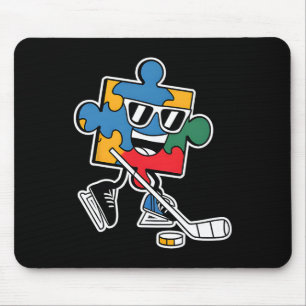 Tapis De Souris Puzzle Ice Hockey Sensibilisation sur l'autisme Sp