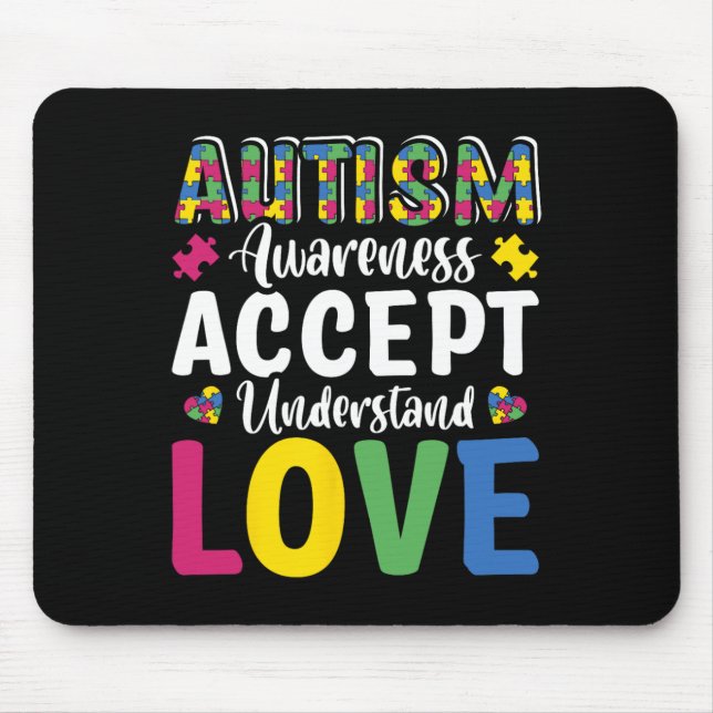 Tapis De Souris Puzzle Sensibilisation Autisme Accepter Comprendre (Devant)