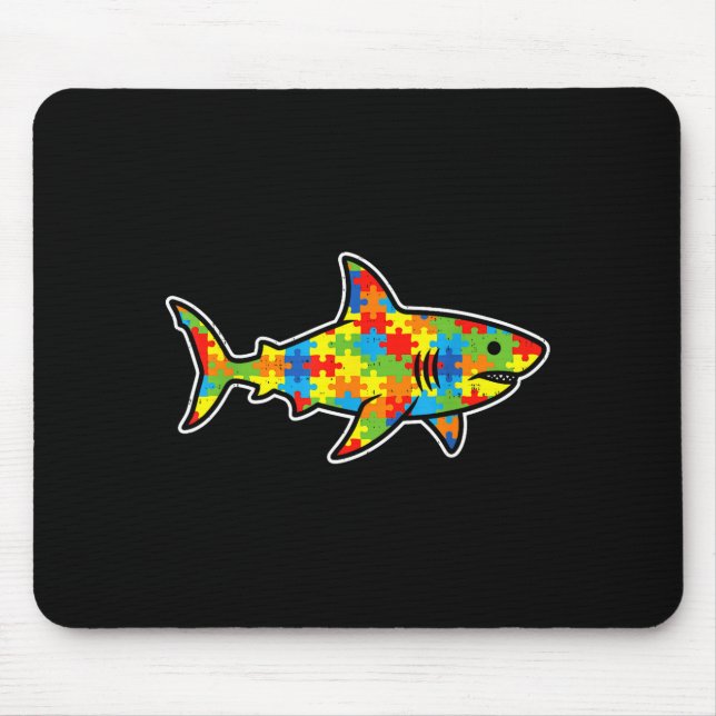 Tapis De Souris Puzzle Shark Neurodiversité Sensibilisation à l'au (Devant)