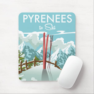 Tapis De Souris Pyrénées à Ski imprimé voyage.