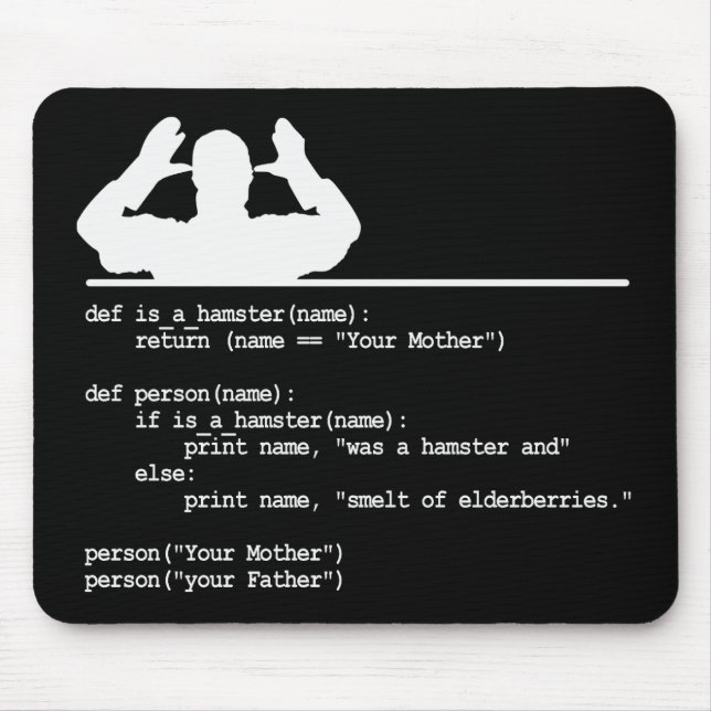 Tapis De Souris Python Code-Votre mère était un hamster (Devant)