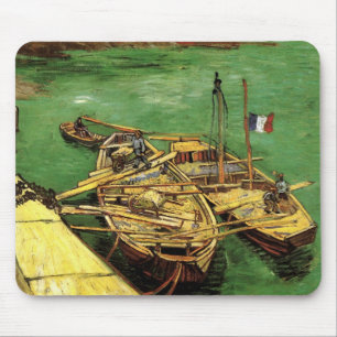 Tapis De Souris Quai Van Gogh avec des hommes déchargeant des péni