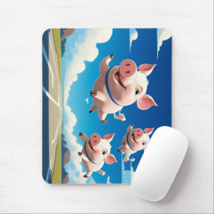 Tapis De Souris Quand les cochons volent drôles cochons ailés