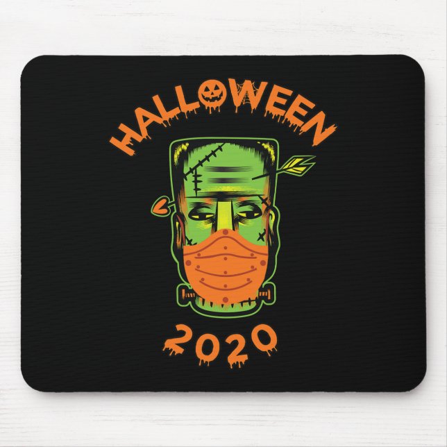 Tapis De Souris Quarantine-o-ween frankenstein avec Masque' Collec (Devant)