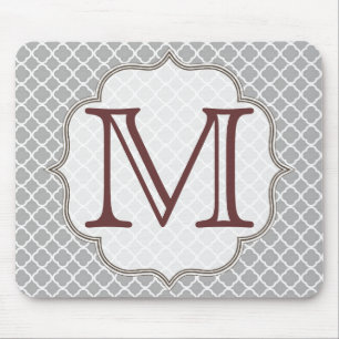Tapis De Souris Quart gris Latti Monogramme initial Pad de la sour