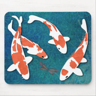 Tapis De Souris Quartet de Kohaku orange et blanc Koi