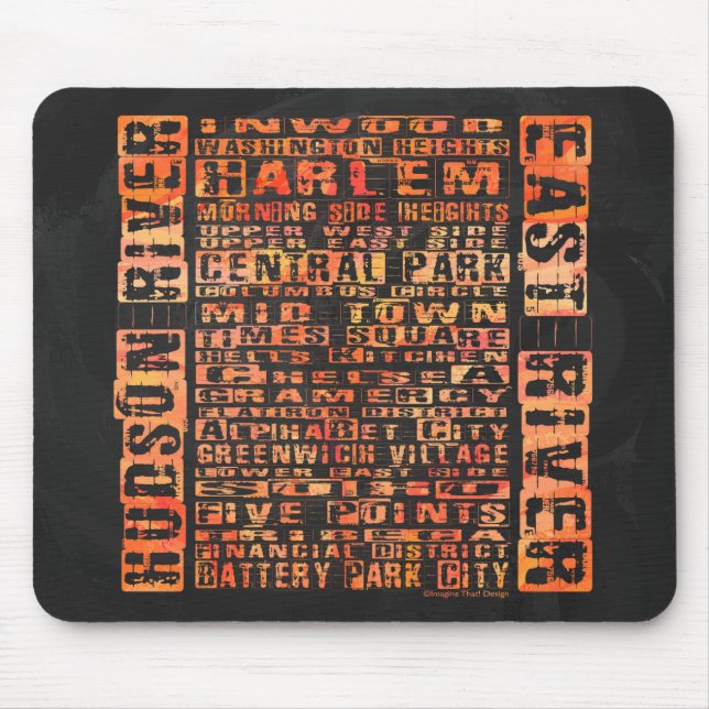 Tapis De Souris Quartiers de NYC Orange (Devant)