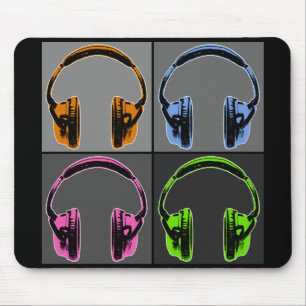 Tapis De Souris Quatre casques audio Pop Art