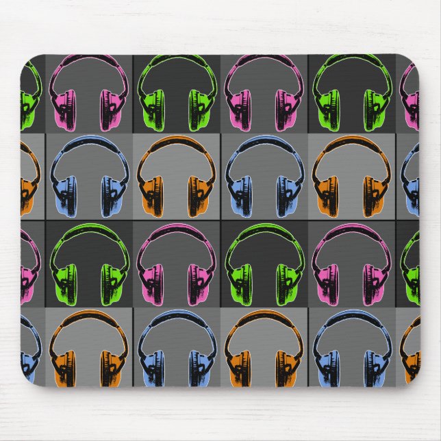 Tapis De Souris Quatre casques audio Pop Art (Devant)