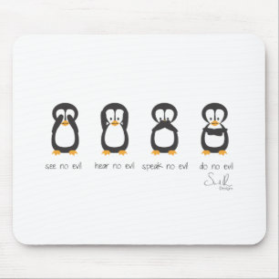 Tapis De Souris quatre pingouins sages