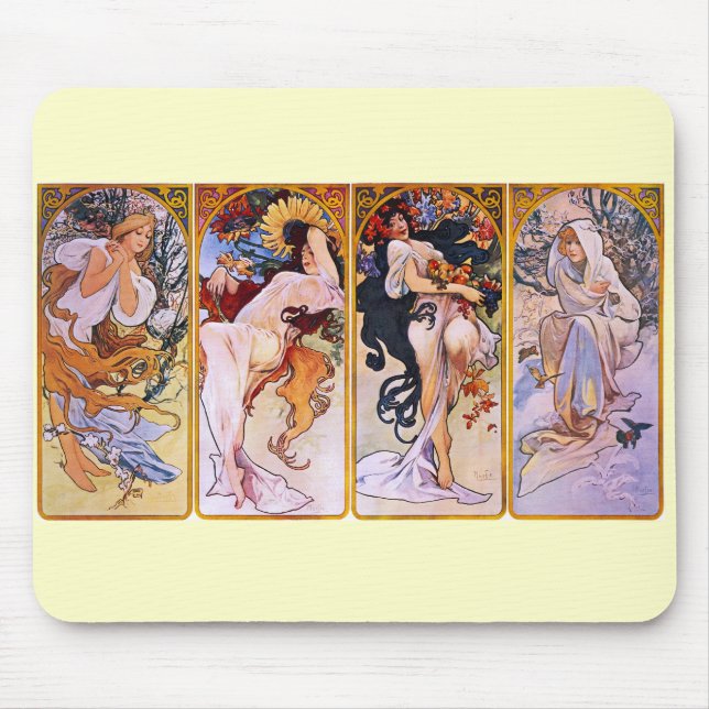 Tapis De Souris Quatre saisons Alfons Mucha (Devant)
