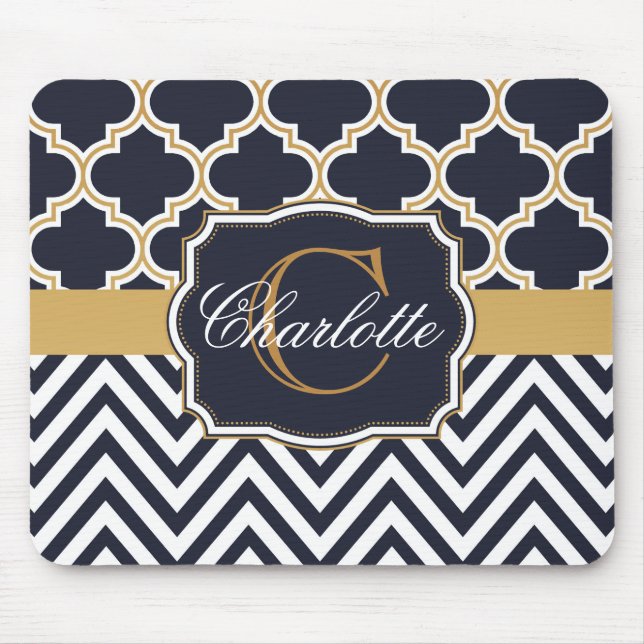 Tapis De Souris Quatrefoil Chevron Monogram (Devant)