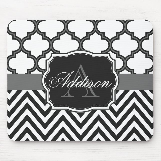 Tapis De Souris Quatrefoil Chevron Monogram (Devant)