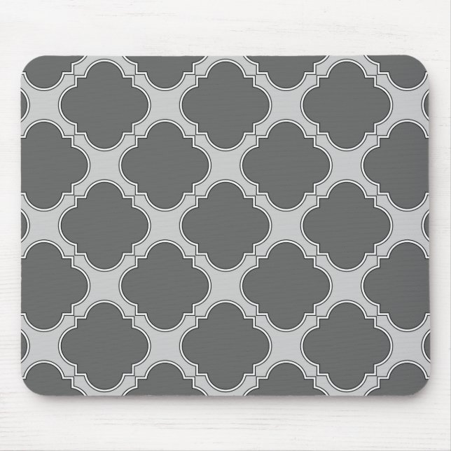 Tapis De Souris Quatrefoil dans les tons gris (Devant)