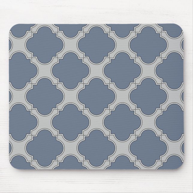 Tapis De Souris Quatrefoil gris bleu (Devant)