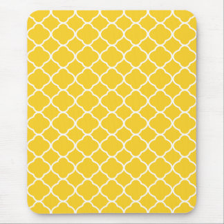 Tapis De Souris Quatrefoil jaune et blanc Motif géométrique