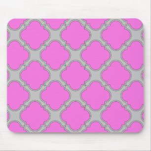 Tapis De Souris Quatrefoil rose et gris