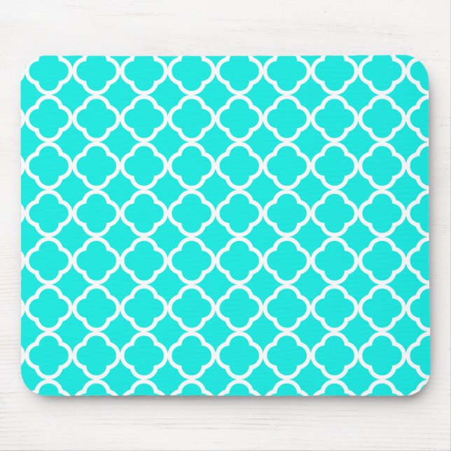 Tapis De Souris Quatrefoil Turquoise Lumineux (Devant)