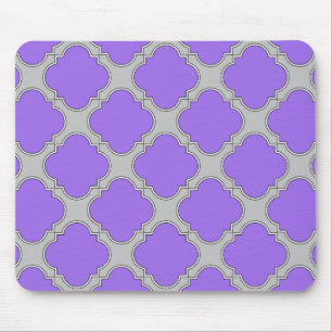 Tapis De Souris Quatrefoil violet et gris