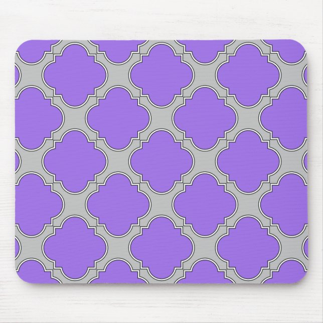 Tapis De Souris Quatrefoil violet et gris (Devant)