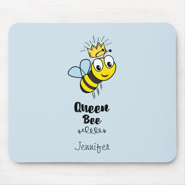 Tapis De Souris Queen Bee mignonne Bumble Bee avec couronne Person (Devant)