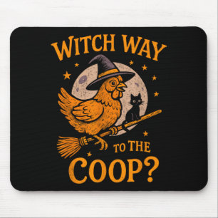Tapis De Souris Quelle voie vers le poulailler drôle halloween pou