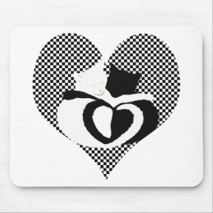 Tapis De Souris Queues CAT - amour noir blanc