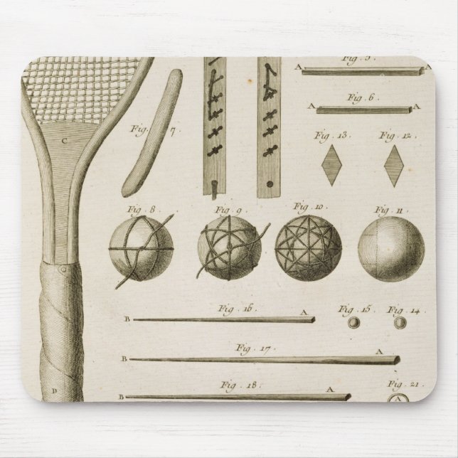 Tapis De Souris Queues de raquettes et de billard de tennis, du (Devant)