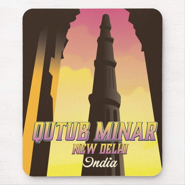 Tapis De Souris Qutub Minar New Delhi Inde affiche voyage (Devant)