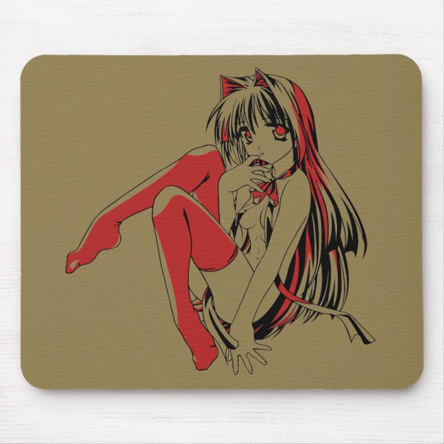 Tapis De Souris R & B Manga, Neko Catgirl Furry Loli Anime (Devant)