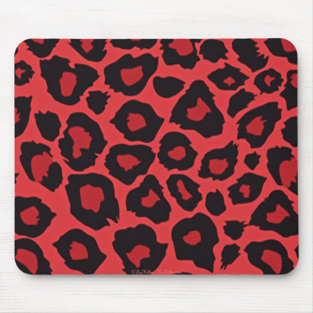 Tapis De Souris RAB Rockabilly Empreinte de léopard Rouge Noir (Devant)