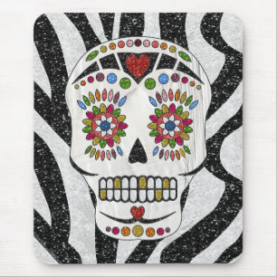 Tapis De Souris RAB Rockabilly Sugar Skull on Zebra