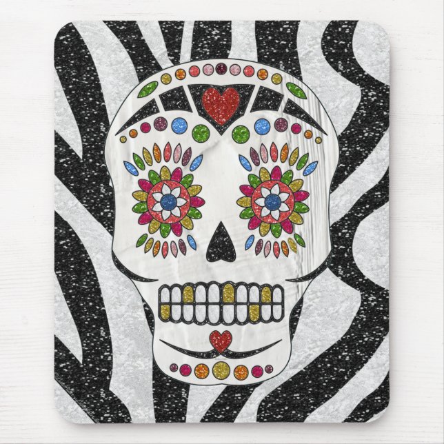Tapis De Souris RAB Rockabilly Sugar Skull on Zebra (Devant)