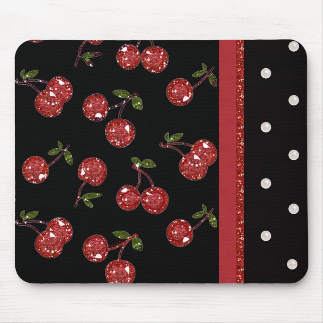 Tapis De Souris RAB Rockabilly très cerise cerises Noir (Devant)