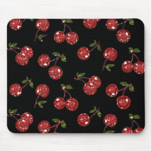 Tapis De Souris RAB Rockabilly Very Cherry Cherries On Black