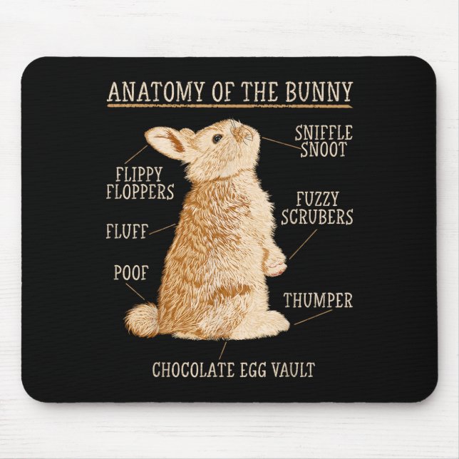 Tapis De Souris Rabbit Anatomy Bunny Lover Animal Pet Owner  (Devant)