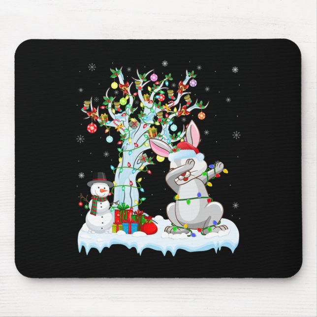 Tapis De Souris Rabbit Lights Xmas Tree Dabbing Rabbit Chris (Devant)