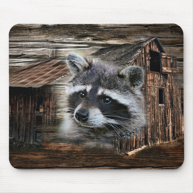 Tapis De Souris Raccoon À L'Ancienne Grange (Devant)