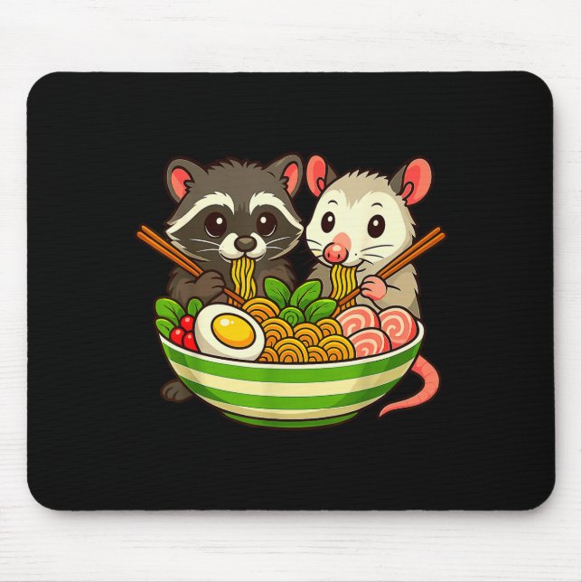 Tapis De Souris Raccoon And Ossum Eating Ramen Noodles  (Devant)