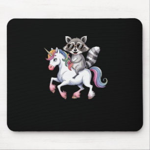 Tapis De Souris Raccoon équitation Unicorn mignon Imaginaire anima