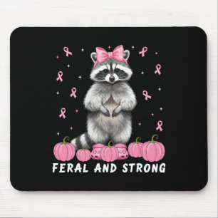 Tapis De Souris Raccoon Feral Et Fort Cancer Du Sein Guerrier Fig
