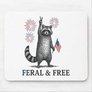 Tapis De Souris Raccoon Feral Et Free, Raccoon Funny 4 juillet