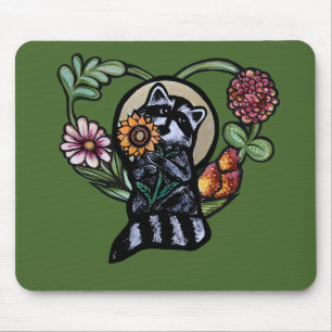 Tapis De Souris Raccoon Nature amateurs de tournesol art