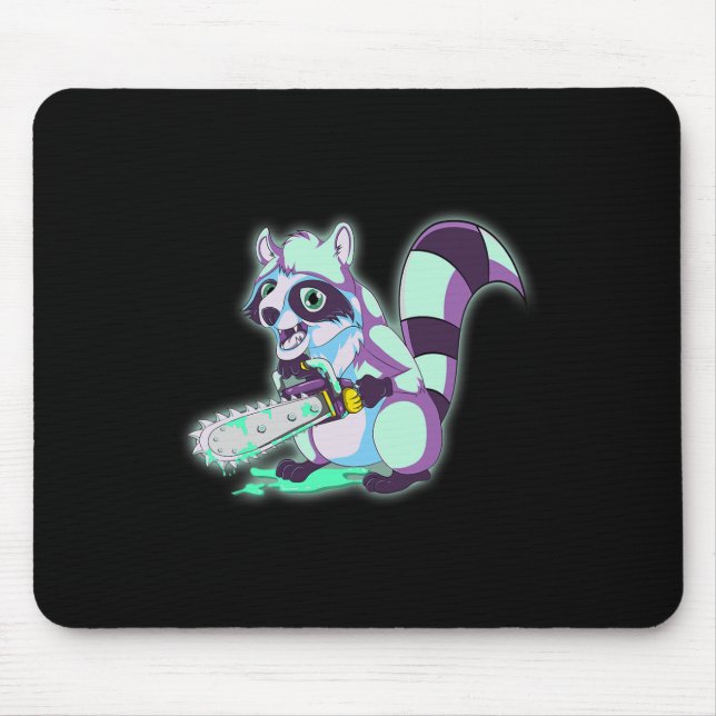 Tapis De Souris Raccoon Trash Panda Scary Vaporwave 80s Animal Spo (Devant)