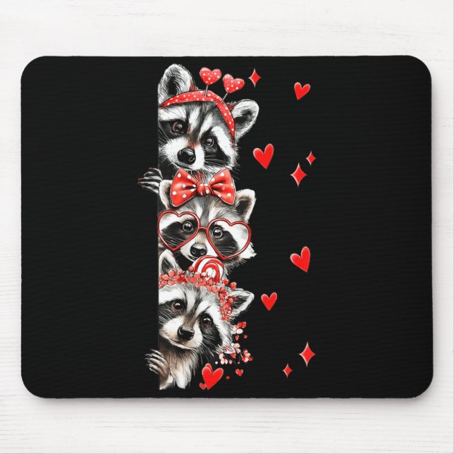 Tapis De Souris Raccoon Valentines Day Funny Feral Raccoon Love He (Devant)