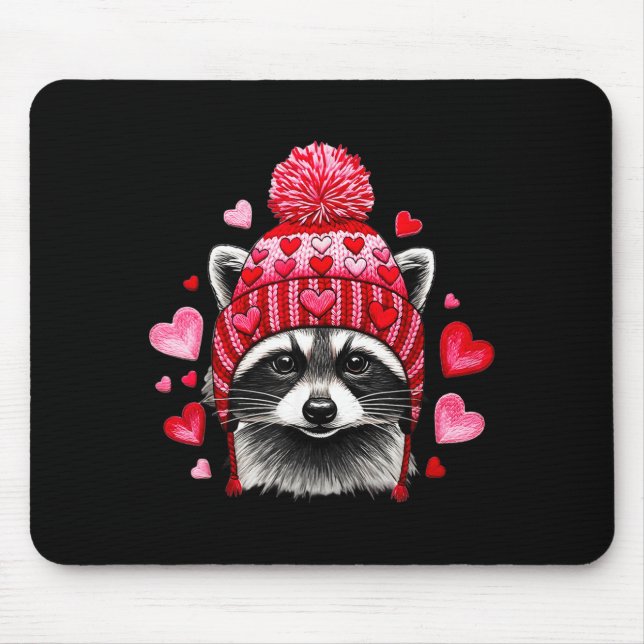 Tapis De Souris Raccoon Valentines Day Funny Feral Raccoon Love He (Devant)
