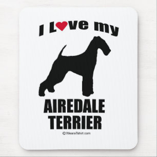 TAPIS DE SOURIS "RACE DE CHIEN" - AIREDALE TERRIER - "J'AIME MON